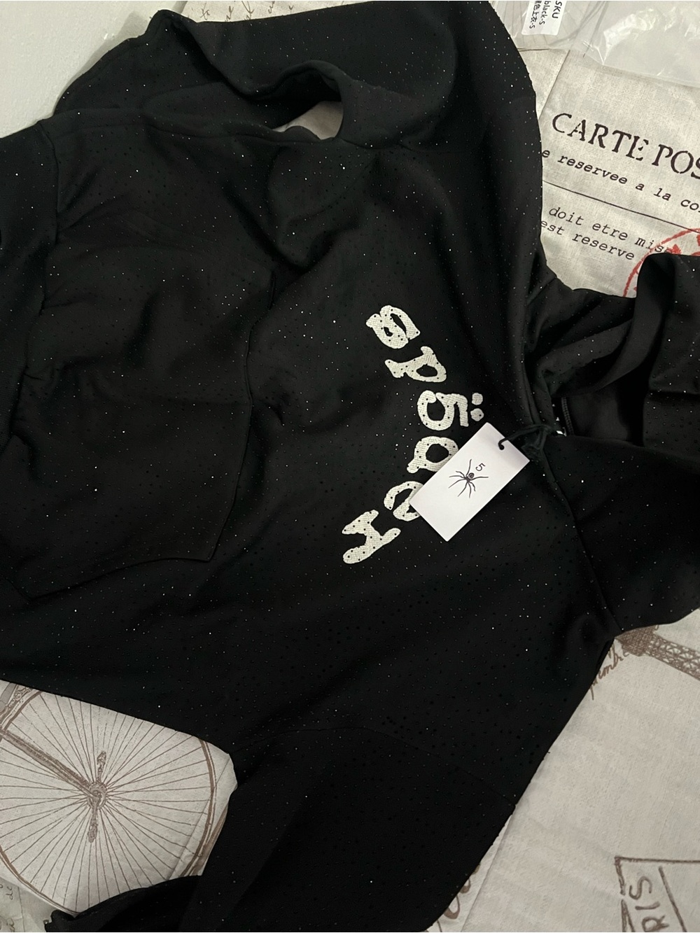 Bape Black Sparkle Joggers with White Logo